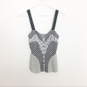 Free people corset style linen blend boho gray